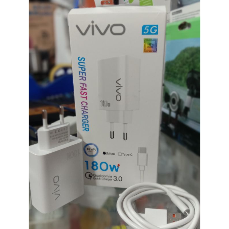 CHARGER VIVO 5G 180W KABEL MICRO USB DAN TYPE C SUPER FAST CHARGING 1SET