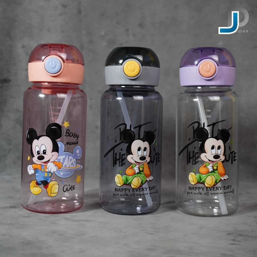 botol minum anak karakter model sedotan tempat minum dengan pegangan dan tutup tombol
