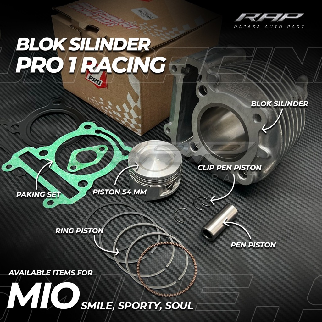 BLOK SEHER MIO/BORING BORE UP MIO 54 MM CYLINDER BLOK MIO BORE UP 54MM PRO 1 RACING
