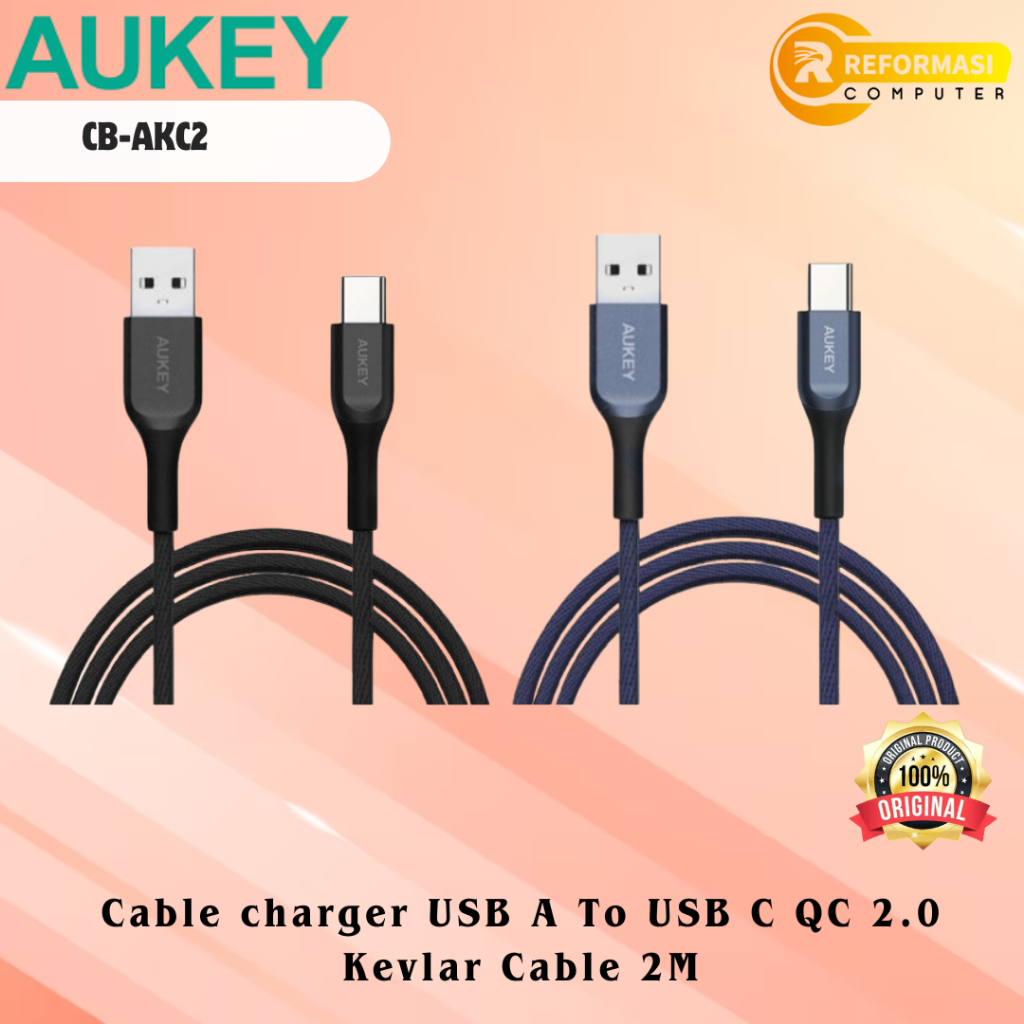 AUKEY Kabel Data Charger Kevlar Aukey 2M QC USB Type A to C CB-AKC2