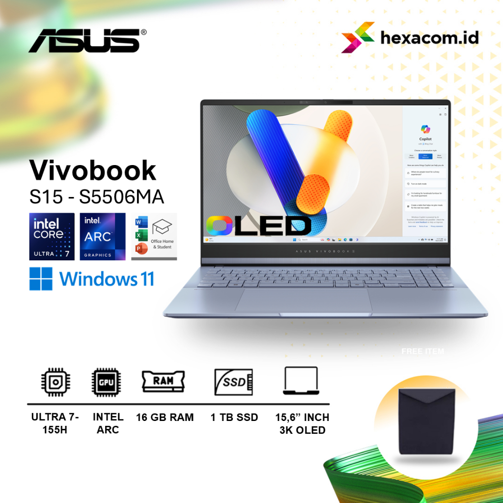 Laptop Asus Vivobook S15 S5506MA Ultra 7-155H 16GB 1TB SSD 15.6" 3K OLED 120HZ
