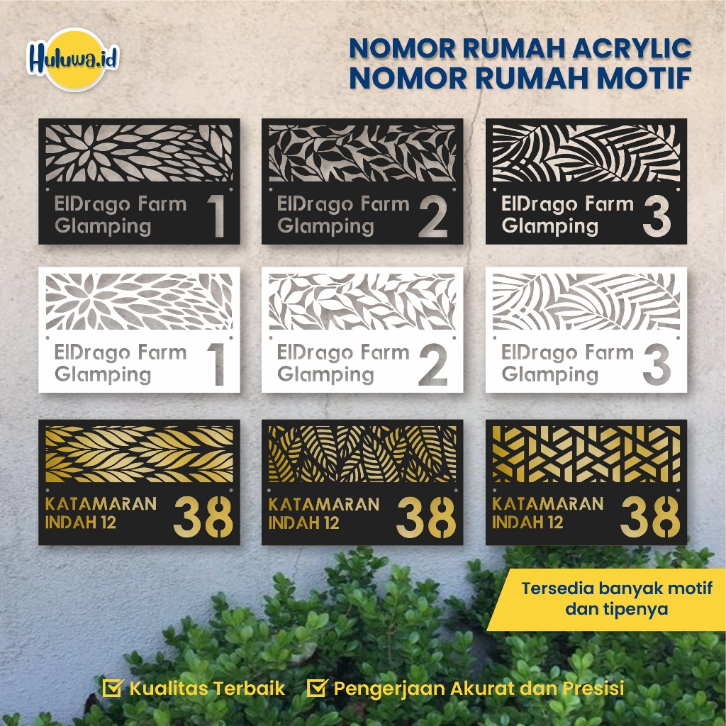 Nomor Rumah Acrylic / Nomor Rumah Akrilik Unik / Nomor Rumah Motif