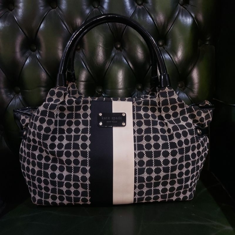 Kate Spade Multi Hand Bag Original Authentic Tas Branded Preloved Pl Bag Black white grey tas hitam 