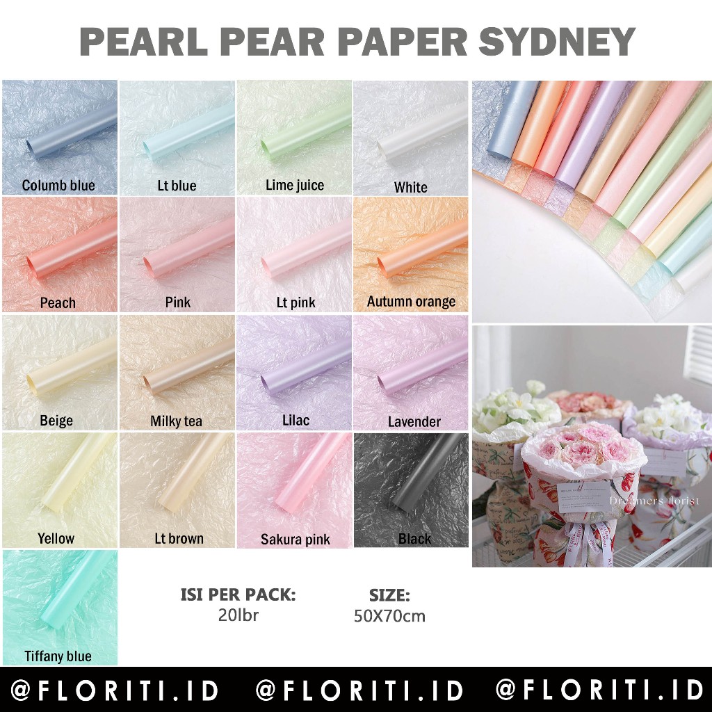 

(5 LEMBAR) Kertas Buket Pearl Pear Paper Sydney Korean Flower Wrapping