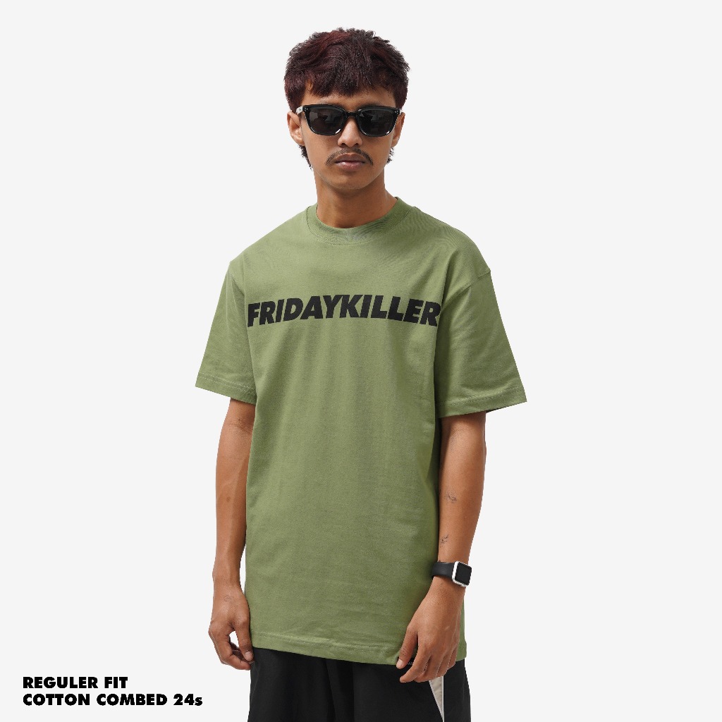 KAOS PRIA KATUN LENGAN PENDEK HIJAU SAGE FRIDAY KILLER | CORE GREEN SAGE
