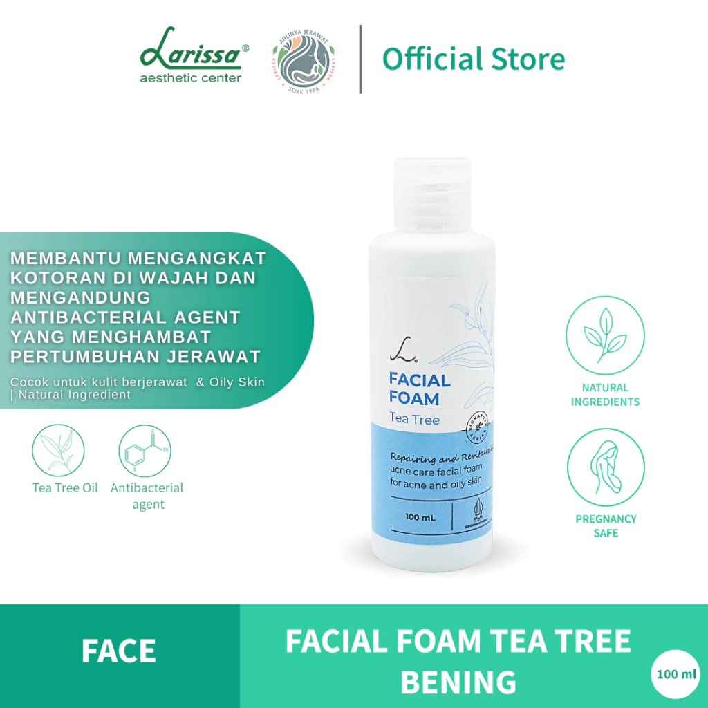Larissa Facial Foam Tea Tree Bening - Sabun Cuci Muka Untuk Berjerawat & Berminyak