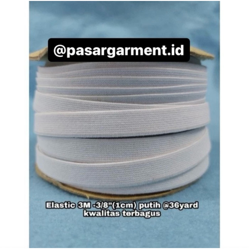 Karet 3M lebar 3/8in atau 1cm Putih