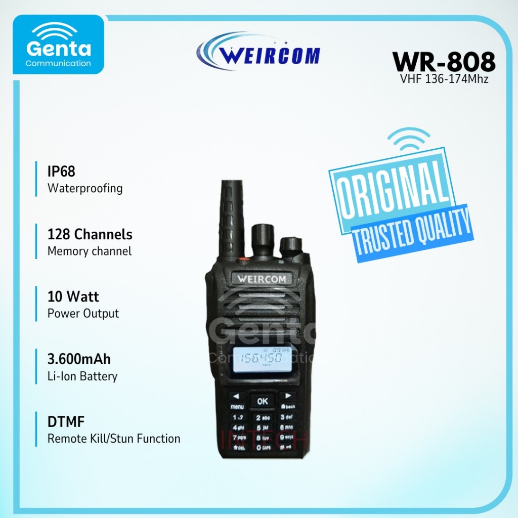 HT WEIRCOM WR808 / HANDY TALKIE WEIRCOM WR-808 / WR 808 HANDY TALKY VHF 136-174MHZ GARANSI BARU ORIG