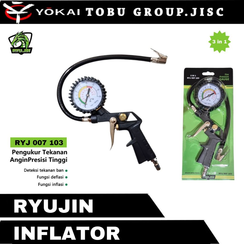 Limited Termurahh Inflator Ryujin Tire Pressure Gauge Tire Inflator Air Pressure Gun Isi Ukur