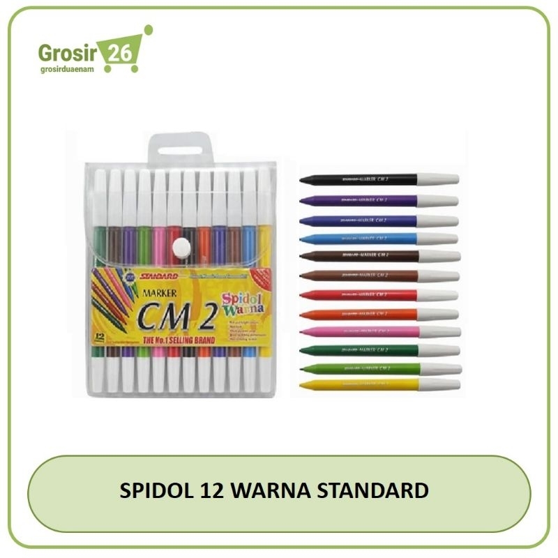 

(1 set) spidol 12 warna / klir kelir air / colouring marker pen standard cm 2