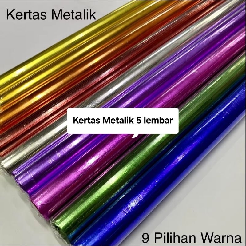 

5 Lembar Kertas Metalik / Kertas Emas Metalik