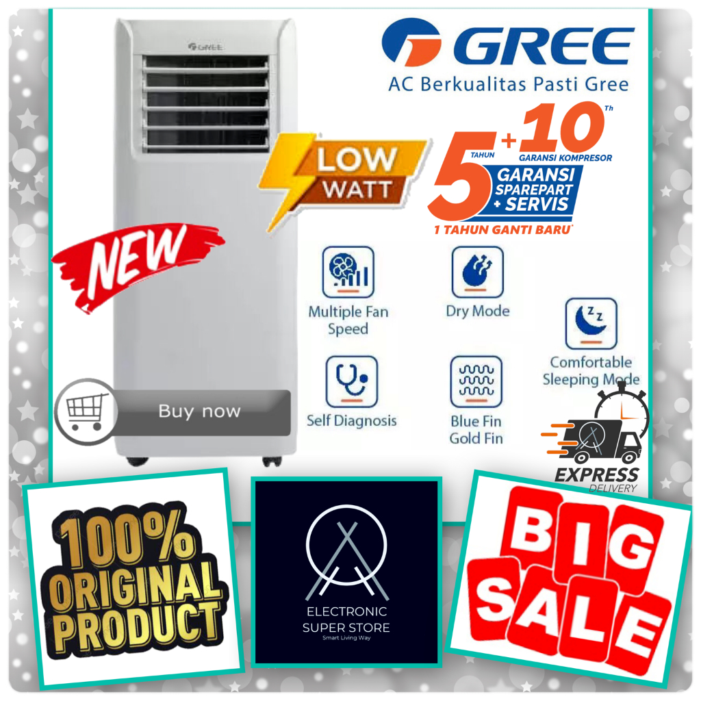 AC PORTABLE GREE GPC-05P2 GPC05P2 GPC 05P2 GPC05 AIR PURIFIER FUNCTION LOW WATT GREE AC PORTABLE 1/2