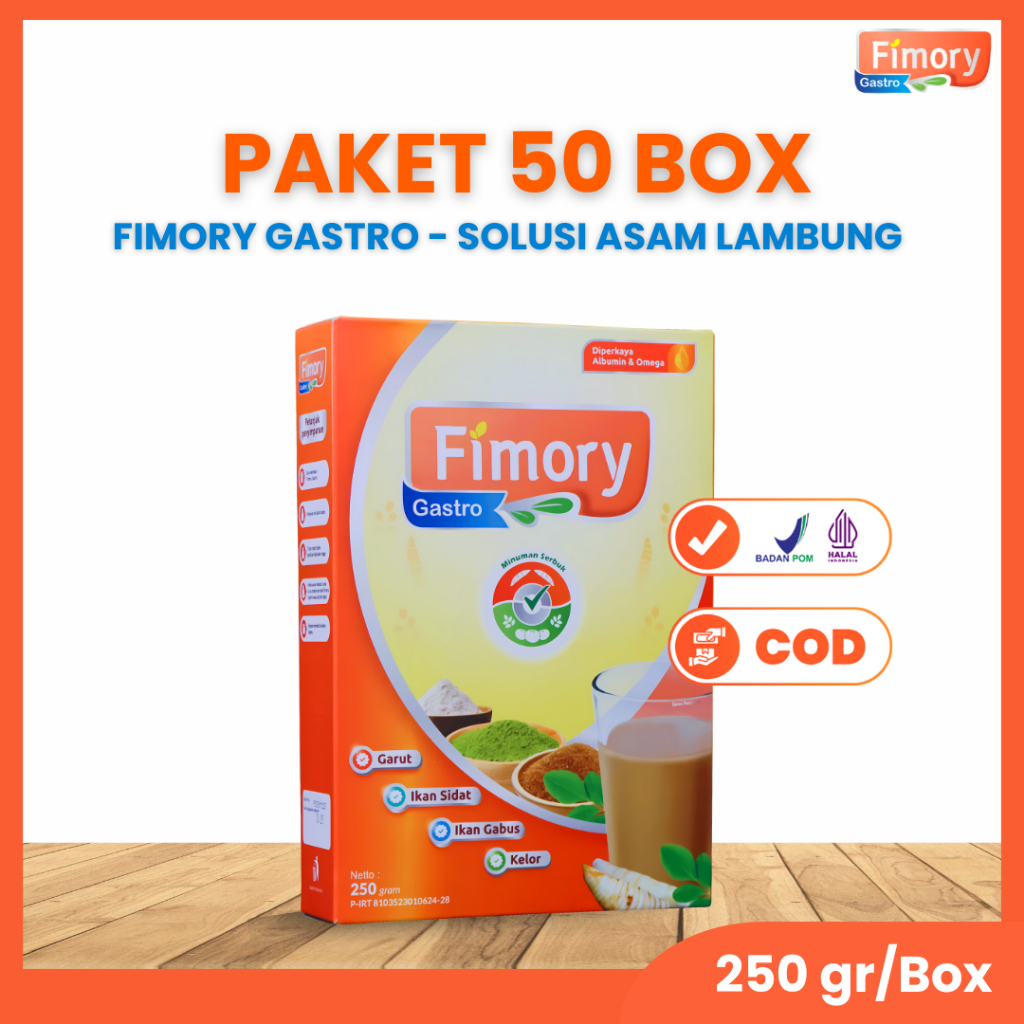 

Fimory Gastro - Minuman Nutrasetikal Umbi Garut Membantu Atasi Asam Lambung, Maag & GERD - 50 Box