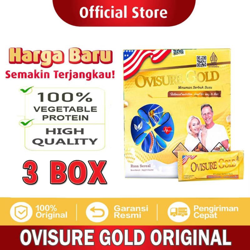 

Paket 3 Box Ovisure Gold susu tulang sendi osteoporosis dan saraf kejepit Original resmi BPOM