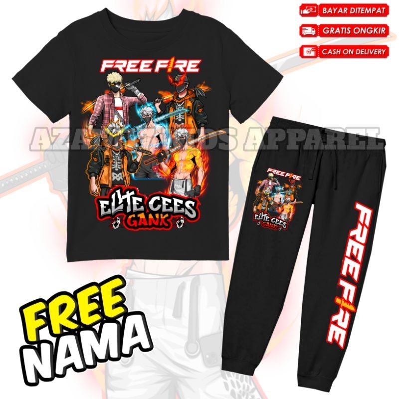 Setelan Kaos Jogger Anak FF Karakter FF Free Fire Elite Cees Versi Katana Free Nama / Setelan Kaos B