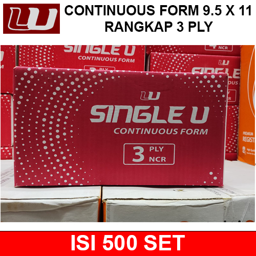 

Kertas Continuous Form 9.5 x 11 Rangkap 3 Ply Single U Full Bagi 2