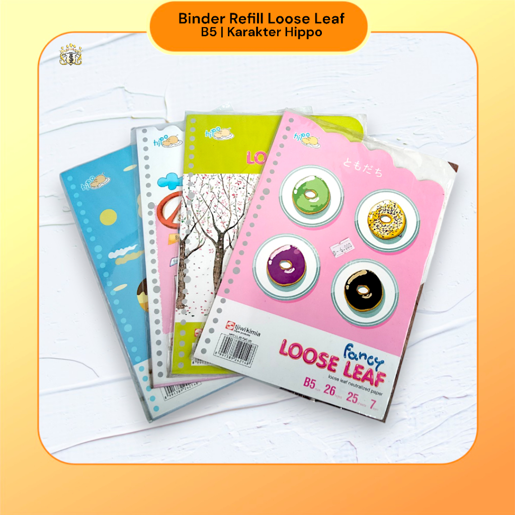 

Refill B5 Loose Leaf Hippo Karakter Kartun / Binder Refill / Warna - Warni