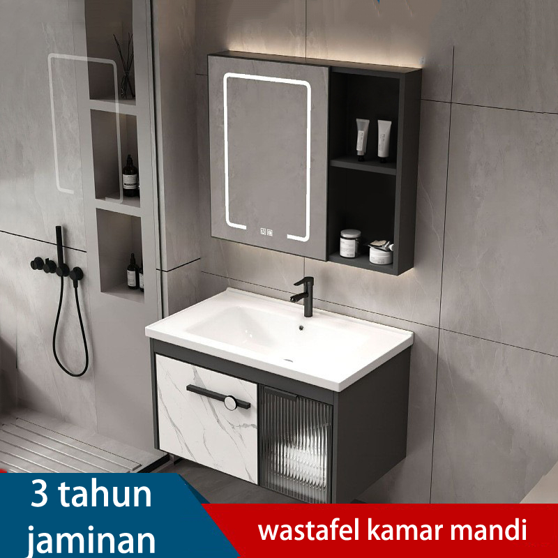 Set kabinet kombinasi wastafel kecil (ukuran 43 cm) Wastafel kamar mandi yang dipasang di dinding Wa
