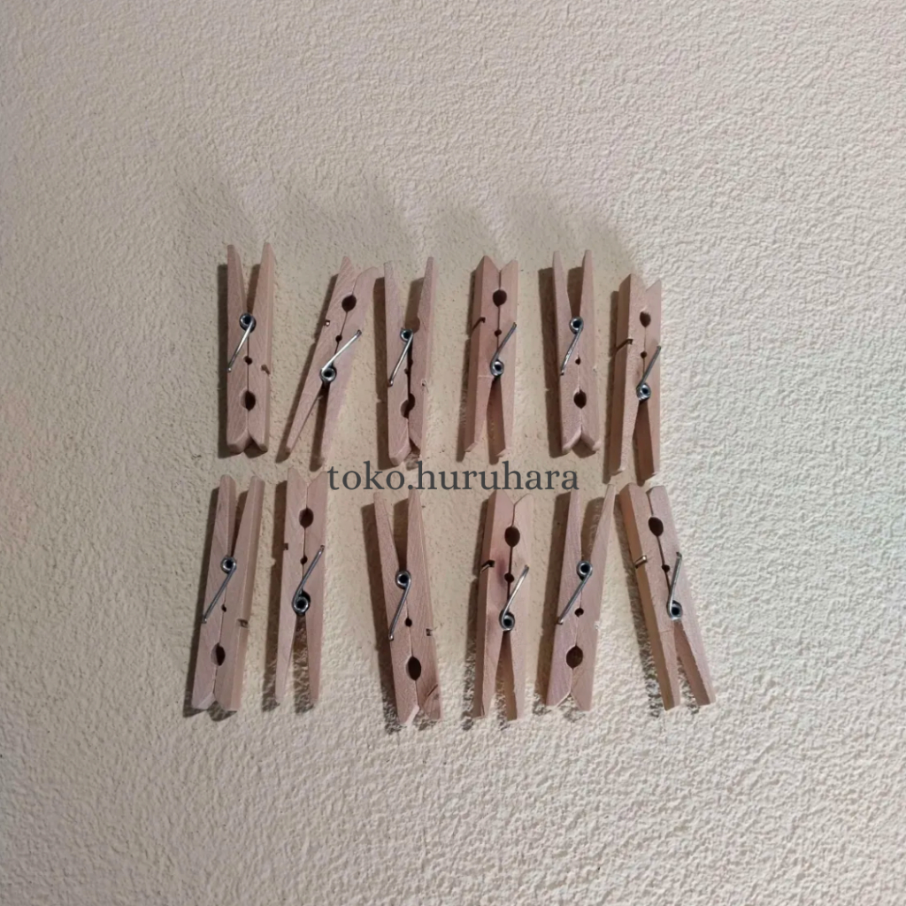 Jepitan Baju 12 Pcs Jepitan Jemuran Kayu Polos Jepitan Baju Handuk Selimut Serbaguna