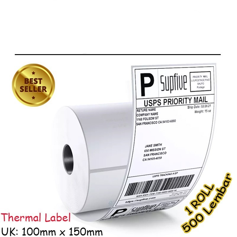 

Stiker kertas Label Barcode Thermal 100x150 mm Label Pengiriman Isi 500