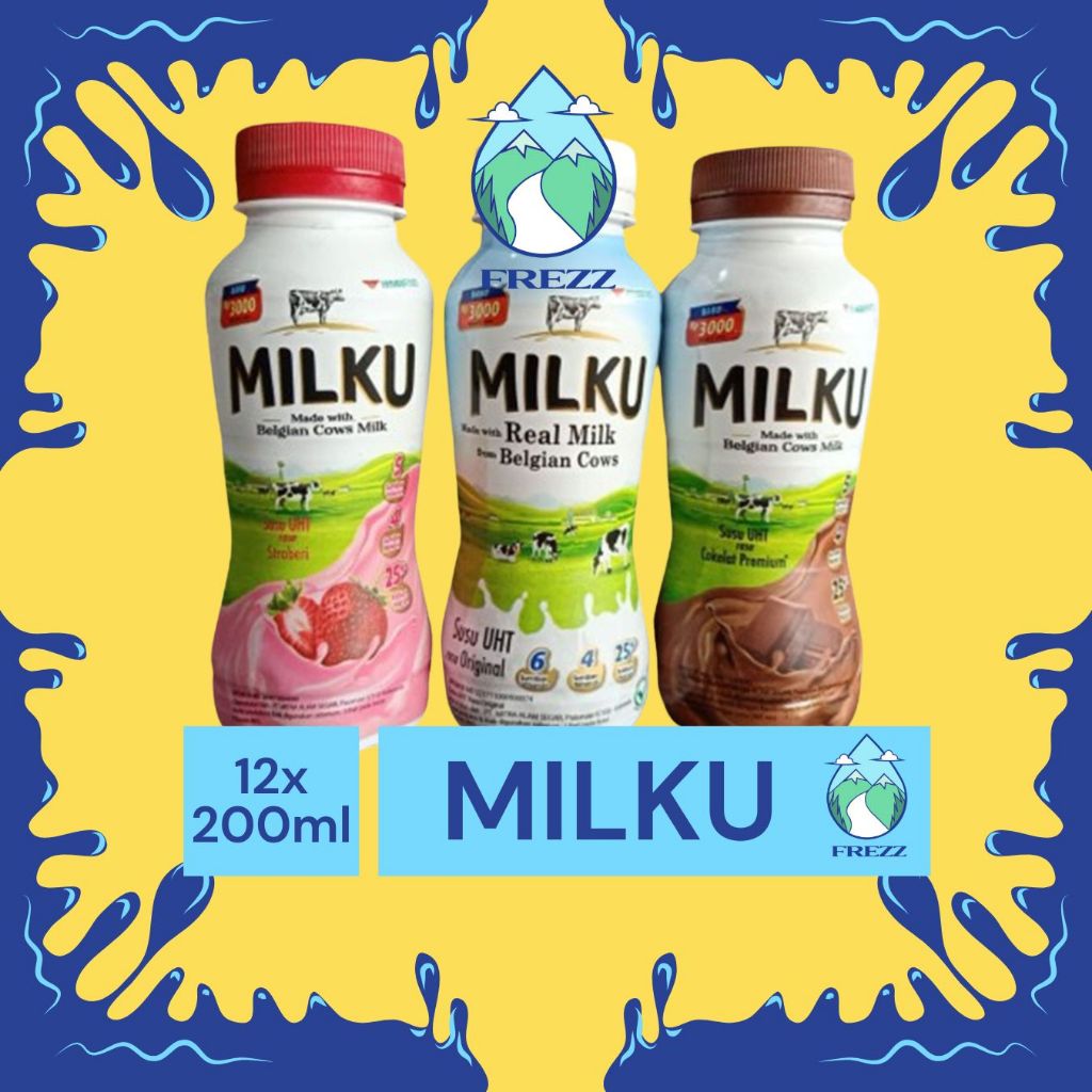 

(INSTANT) MILKU COKLAT DAN STRAWBERY PACK 200 ML ISI 12 BOTOL Per KRAT - READY AQUA LEMINERAL, CLEO, PRISTINE, VIT Air Minum Kemasan Botol Minuman Kardus