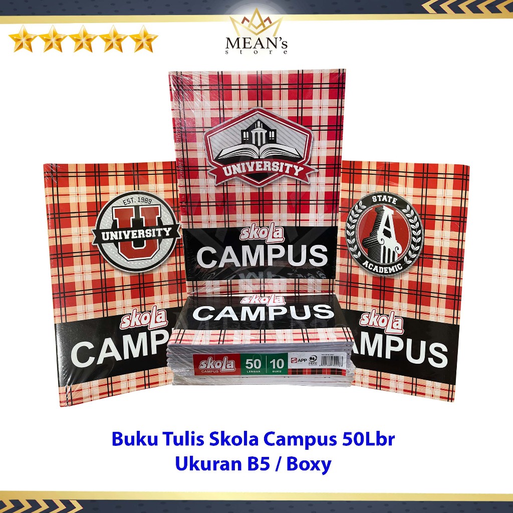

Buku Tulis Skola Campus Ukuran B5 Isi 50 lembar / Jual Per Pack Isi 10 Buku