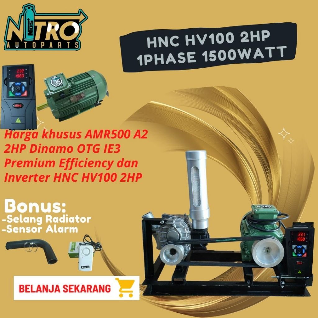 Blower Supercharger Amr500 2hp OTG HEAVY DUTY IE1 + INVERTER HNC HV100