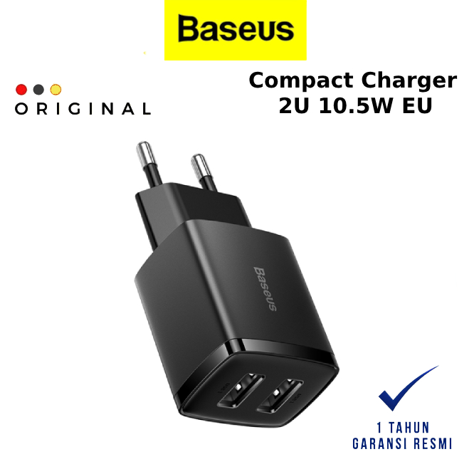 Baseus Compact Charger 2U 10.5W EU - BASEUS OFFICIAL STORE ( CODE 10100 ) / FAST CHARGER / FAST CHAR