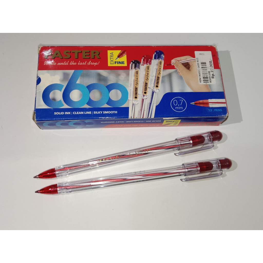

(1 Kotak) Pulpen Faster C600 Hitam, Biru, Merah / Ball Pen / Pena 0.7mm Faster Hitam,biru dan merah