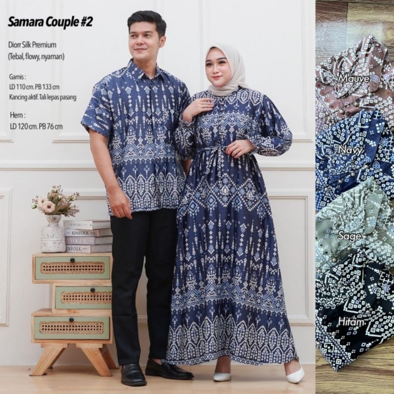 SAMARA COUPLE / Couple Kemeja dan Dress Wanita Dior Silk / Couple Sepasang