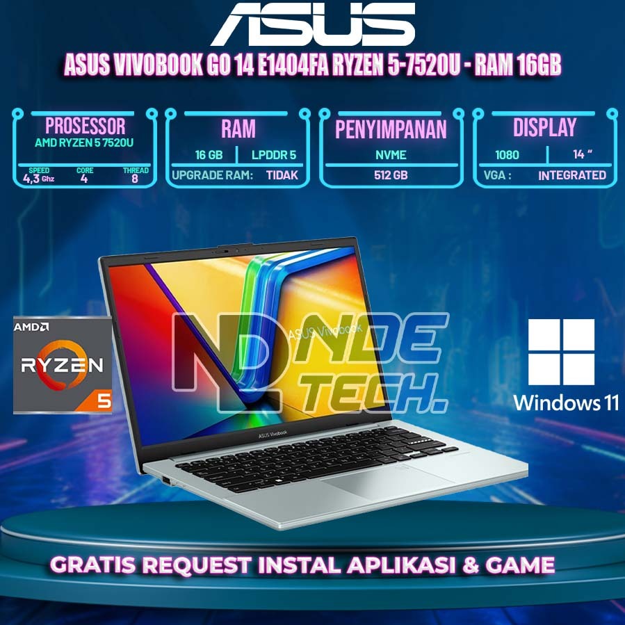 ASUS Vivobook Go 14 E1404FA Ryzen 5-7520U