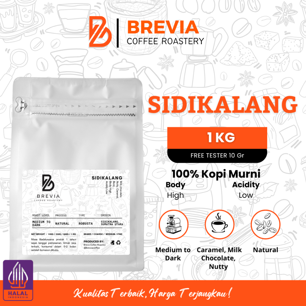 

Kopi Robusta Sidikalang Bubuk Murni Biji Premium 1Kg - Coffee Roast Bean Asli Original