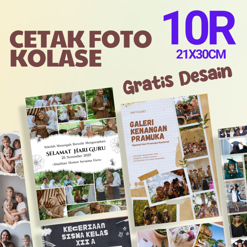 Cetak Foto Kolase – Gratis Desain – Bahan Glossy + Laminasi - Ukuran 10R