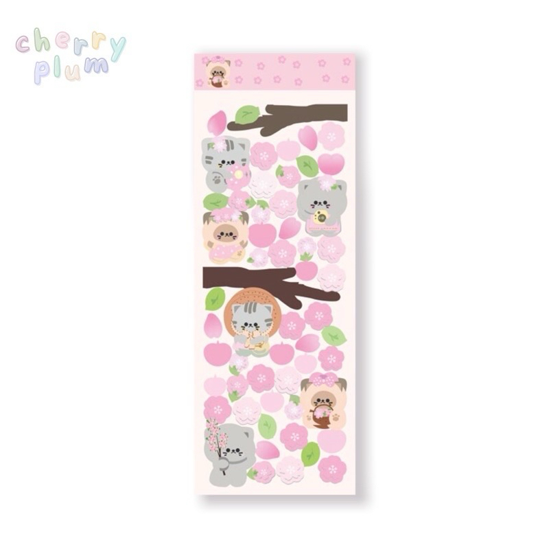 

CHERRYPLUM | Sakuraccoon | Sticker Deco Photocard Toploader Journal Polco Kiss Cut Hologram | Raccoon Animal Sakura Flower Cute