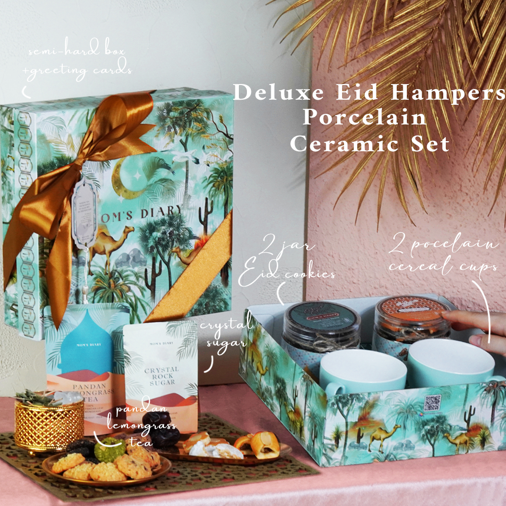 

Hampers Lebaran Idul Fitri / Eid Hampers - Porselen Keramik Set - Spesial Oatmeal Cookies