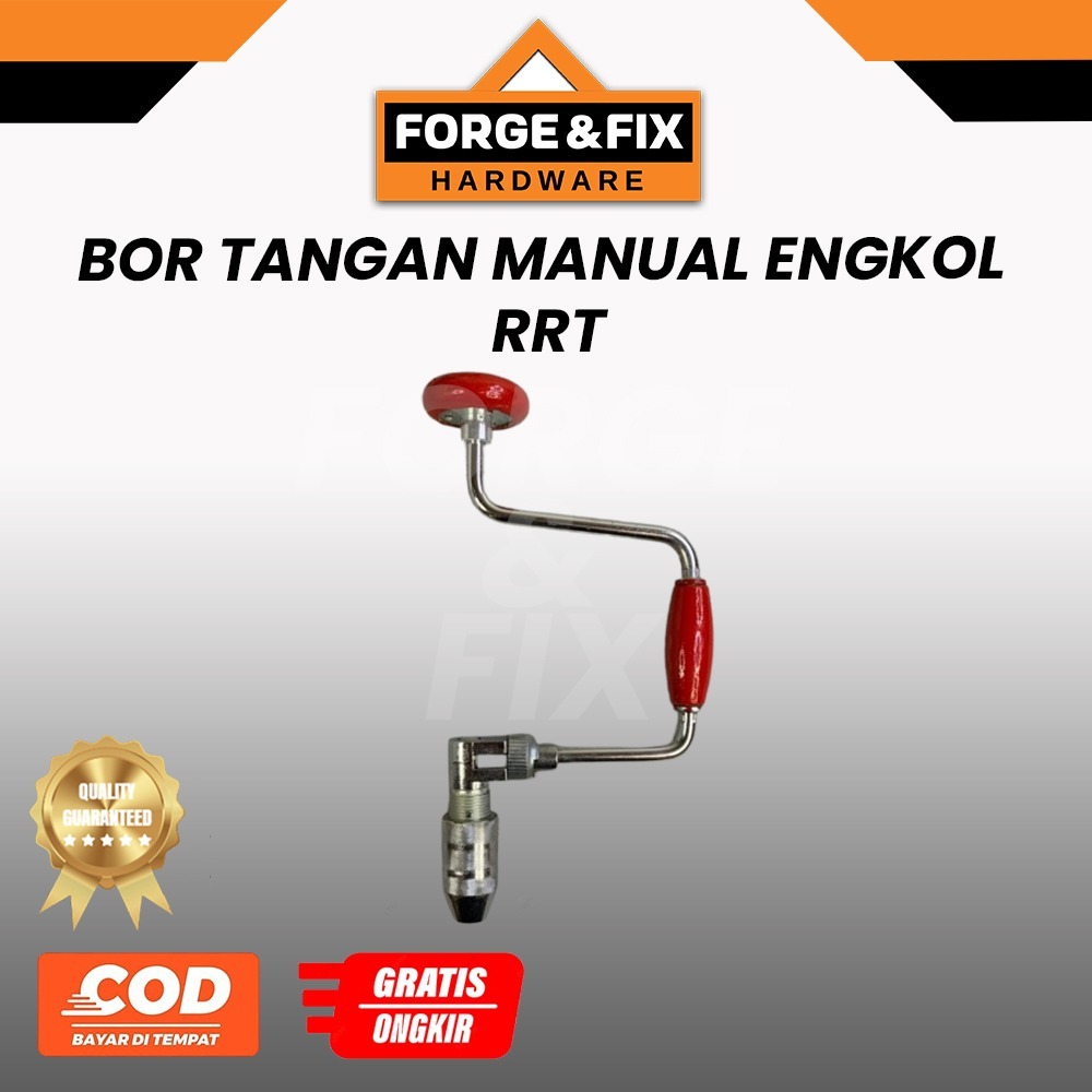 RRT Bor Tangan Manual Kayu Model Engkol Dada Bit Brace Gagang Besi