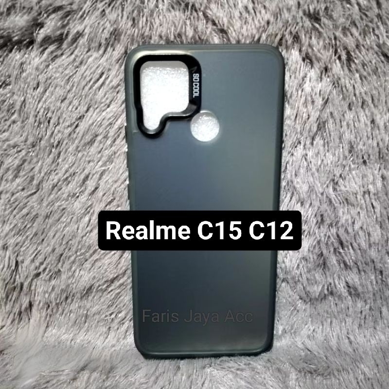 Case imd Full Black Realme C12 C15 C25 C25S Plate Hologram