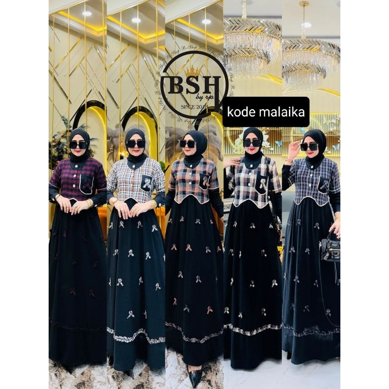 gamis bsh kotak kotak kekinian  ori BSH