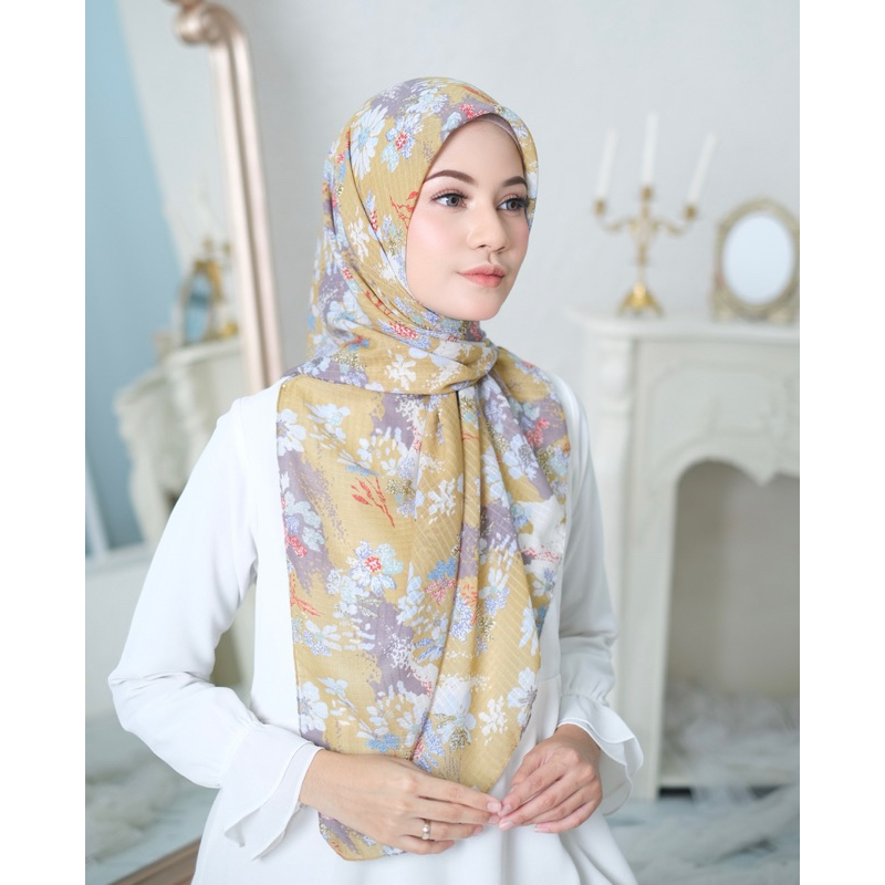 Efabric - Hijab VM Segi Empat motif bahan doby crinkle | Segi emlat motif poton