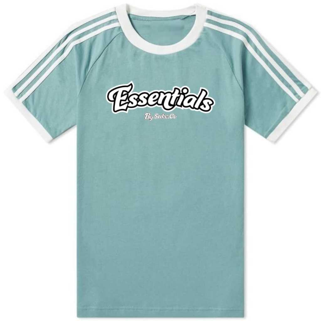 Kaos Oversize Pria Wanita/ Kaos Stripes Putih Sablon Essentials