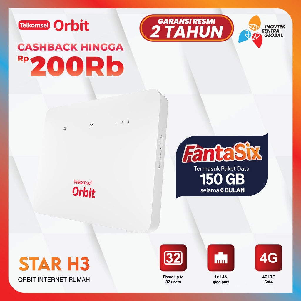 Telkomsel Orbit Star H3 / Huawei B313 Modem Wifi Router Wireless - Free Kuota