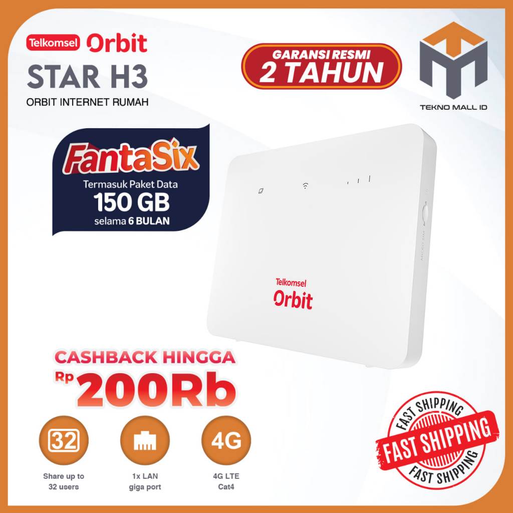 Telkomsel Orbit Star H3 / Huawei B313 Modem Wifi Router Wireless - Free Kuota