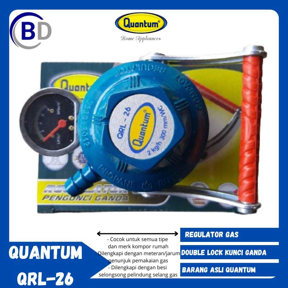 Quantum QRL 26 Regulator Gas Double Lock /  Quantum GRL 262 Slang+Regulator Double Lock Kunci Ganda
