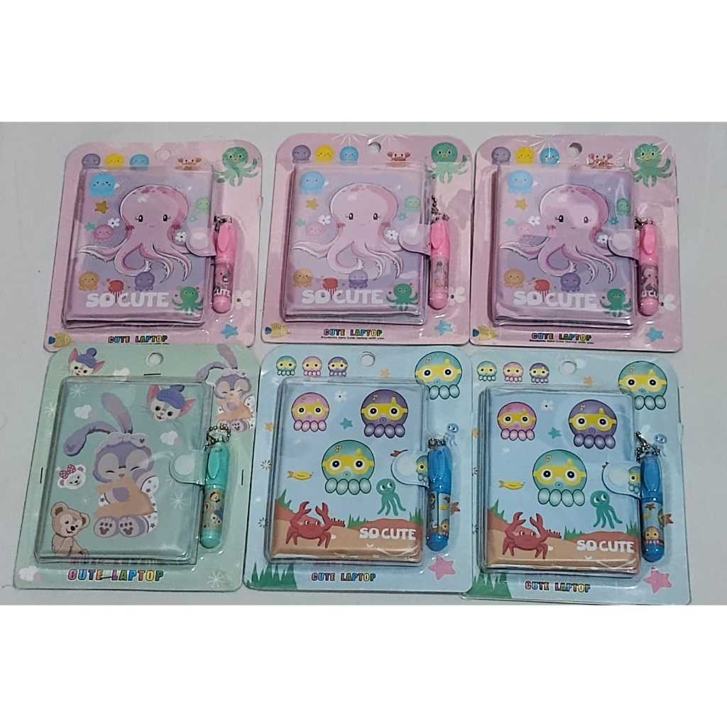 

Buku Diary Kecil Kancing bonus Pen Gel Motif Lucu