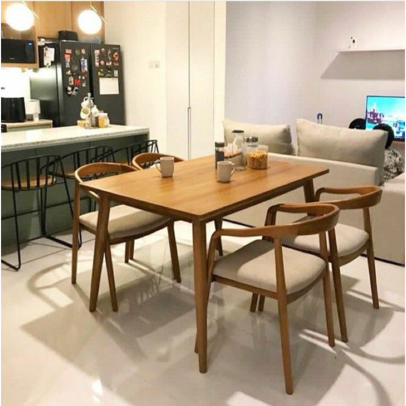 kursi makan set kursi caffe bahan kayu jati bantalan nyaman