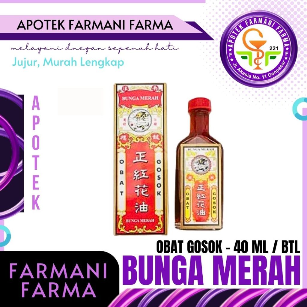 OBAT GOSOK BUNGA MERAH/MINYAK GOSOK/40ml