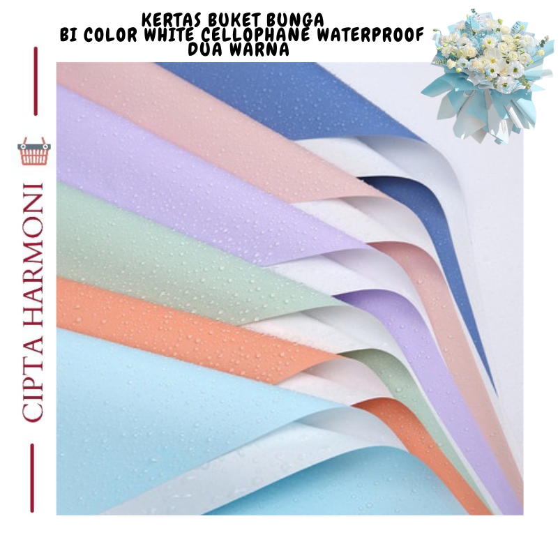 

20 LEMBAR Flower Wrapping Paper BiColor White Cellophane Waterproof Kertas Buket Bunga Florist KB074