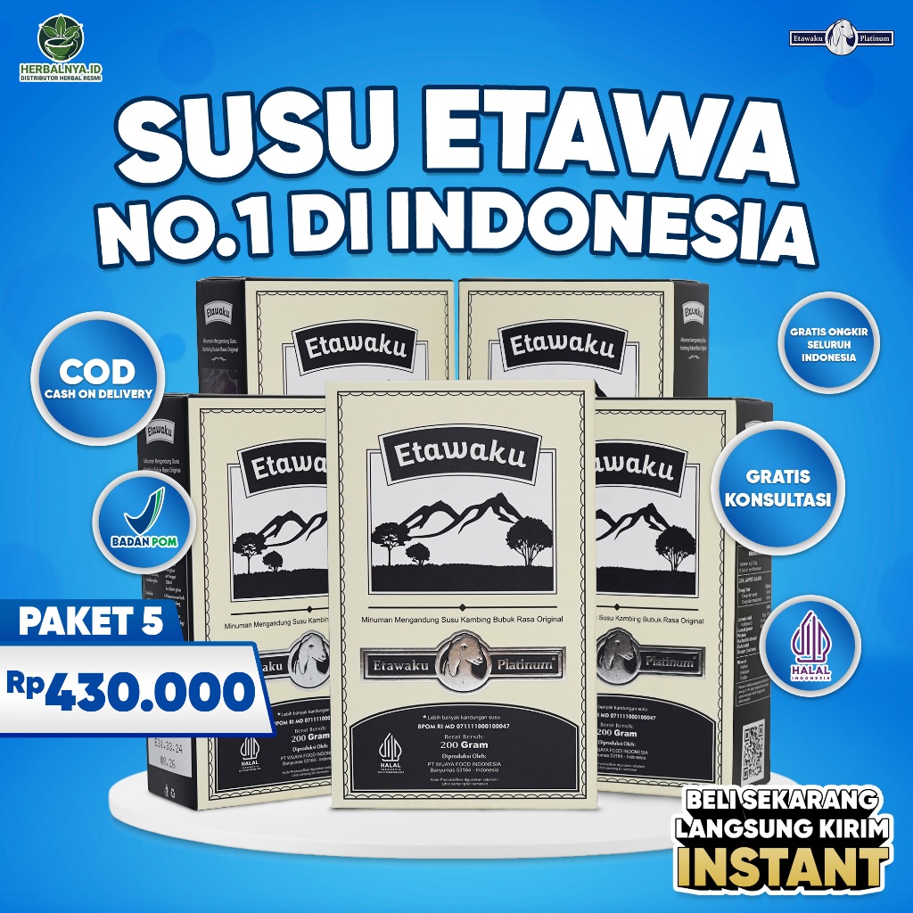 

Etawaku Platinum 5 Box Susu Kambing Tingkatkan Kesehatan Paru-paru Jaga Kesehatan Tulang Original