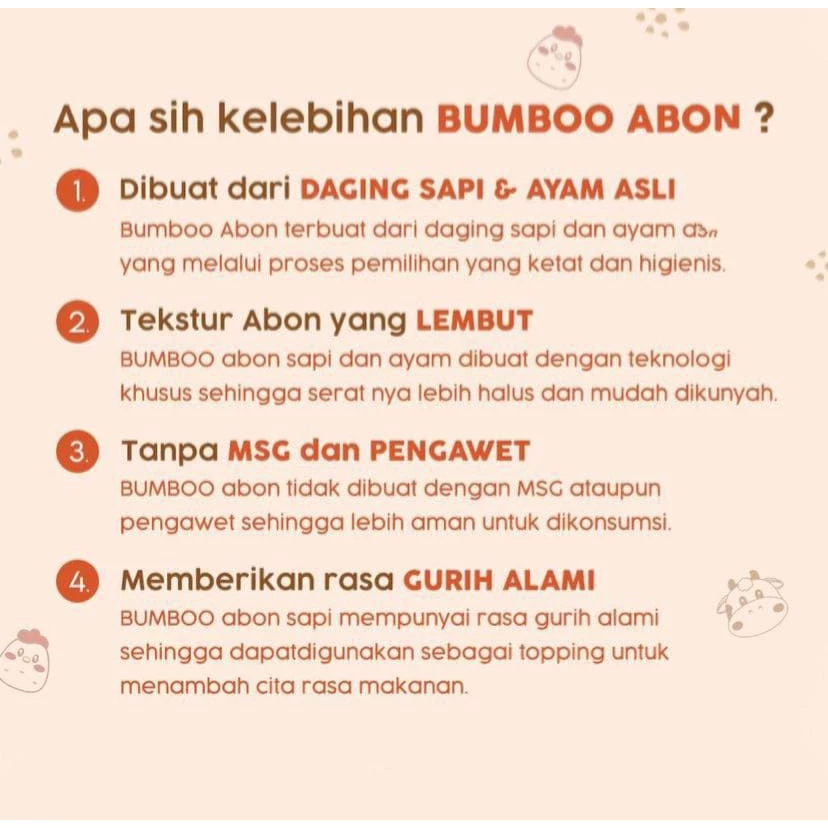 

BAREFOOD BUMBOO Abon MPASI tanpa MSG & Pengawet (Ayam Sapi Tuna)