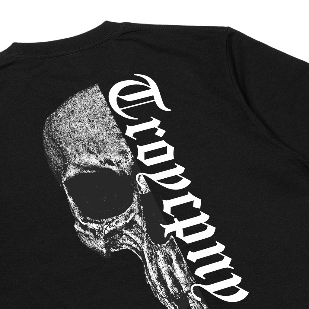 Troy Company Tshirt Black Half of Skull - Kaos Pria Lengan Pendek Hitam MT 2792